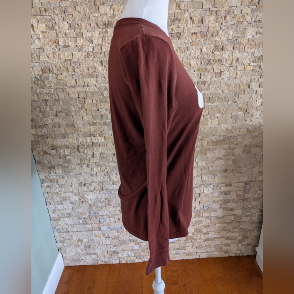 Nike Women's Swoosh Logo Bronze Brown Long Sleeve Tee Cotton Sz XS Athleisure image 9